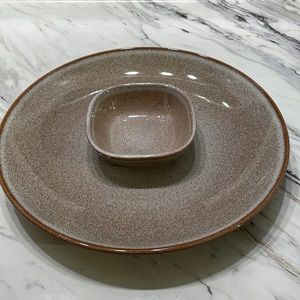 Homer Laughlin plate and dip bowl